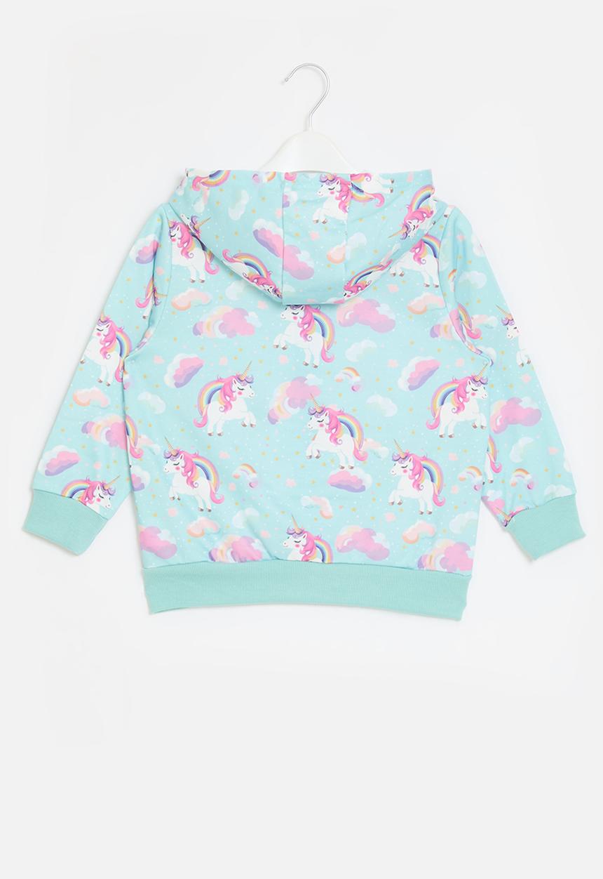 Pop Candy - Printed zip thru hoodie - light blue