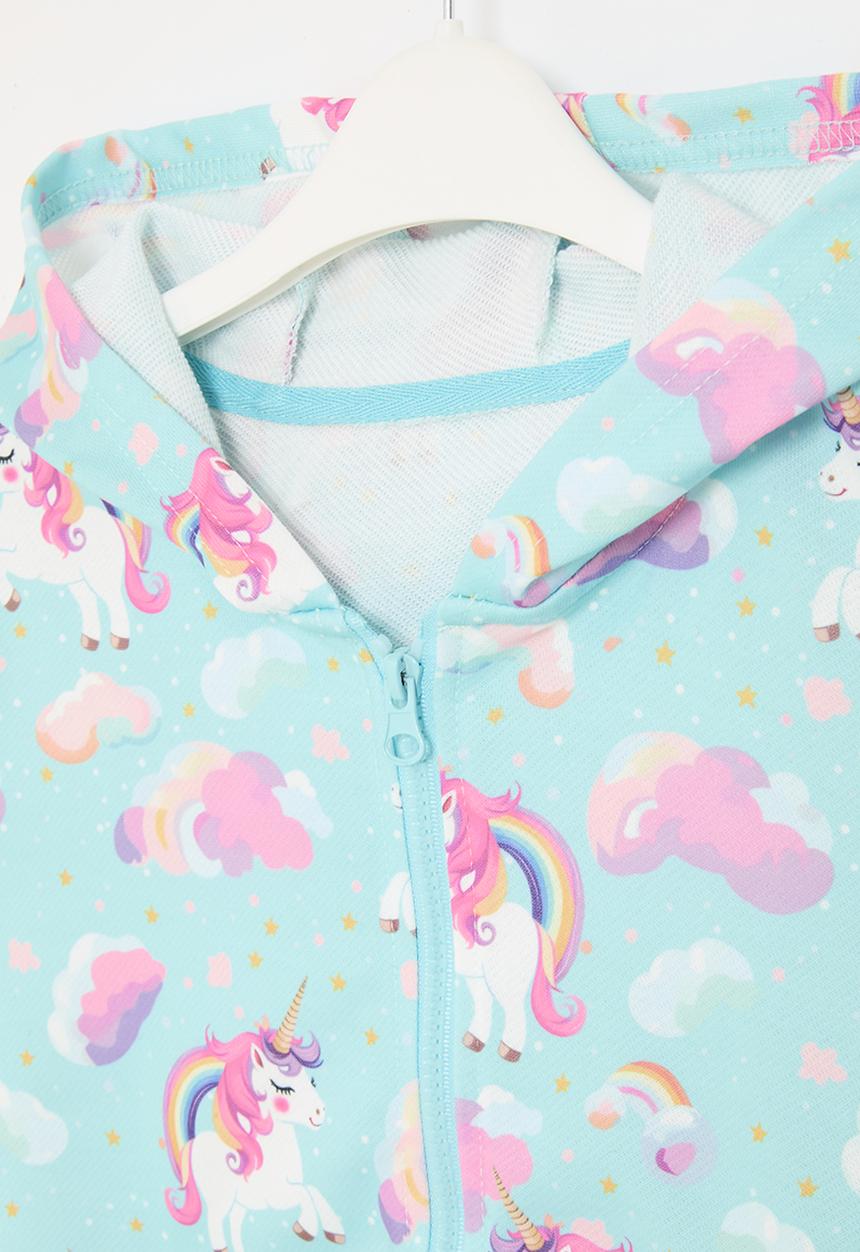 Pop Candy - Printed zip thru hoodie - light blue