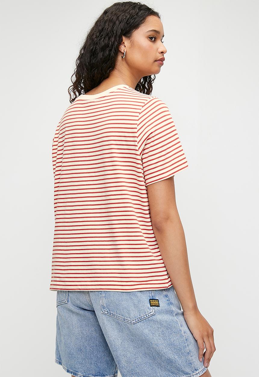 G-STAR - Stripe boxy r t wmn - antique white/finch stripe