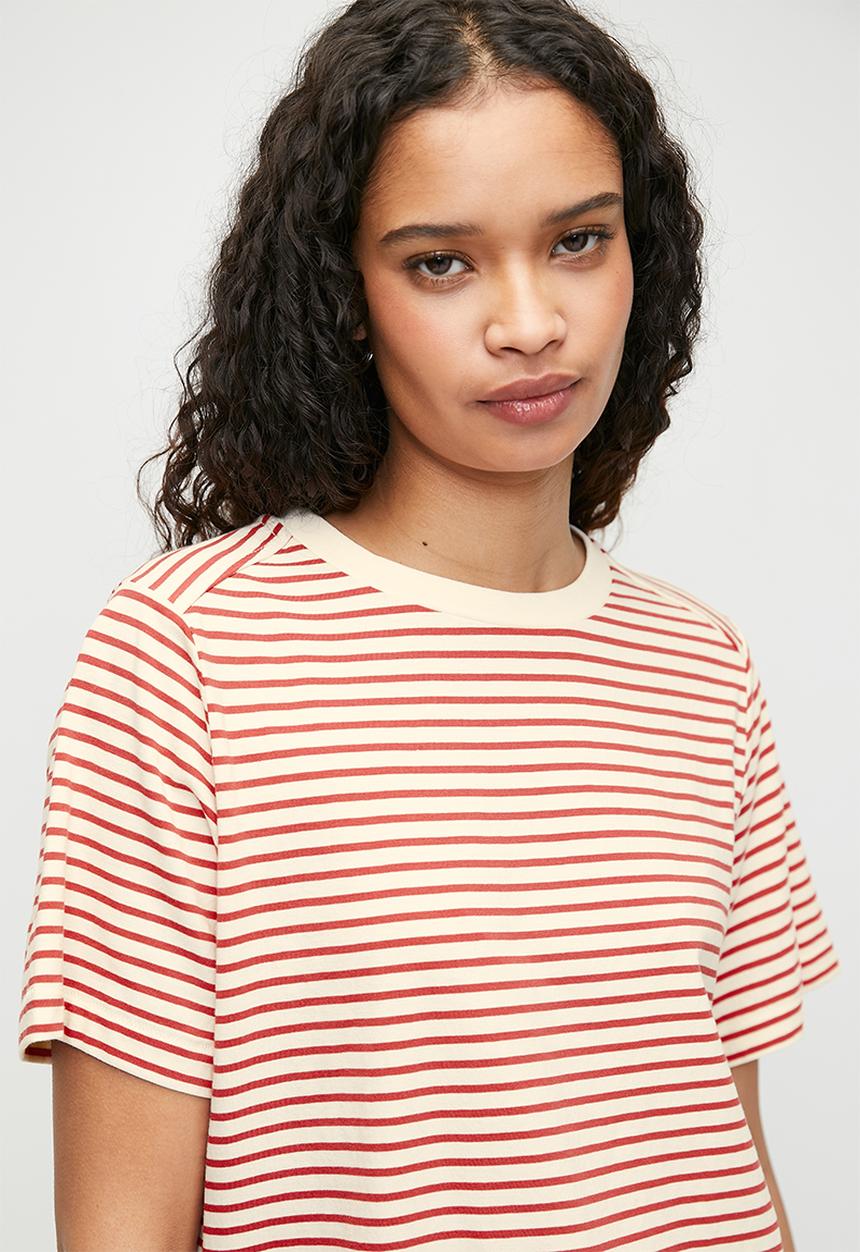 G-STAR - Stripe boxy r t wmn - antique white/finch stripe