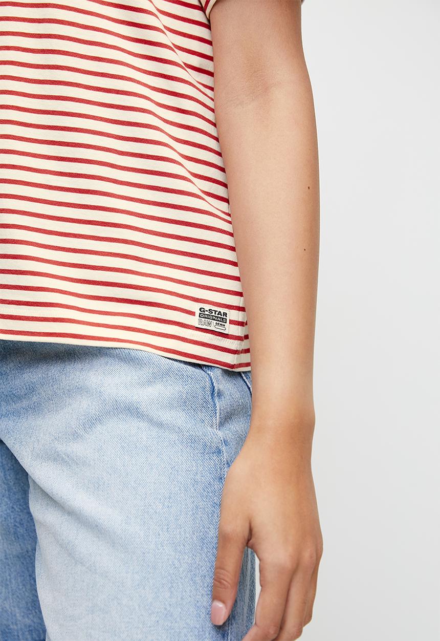 G-STAR - Stripe boxy r t wmn - antique white/finch stripe