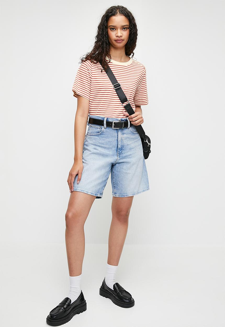 G-STAR - Stripe boxy r t wmn - antique white/finch stripe
