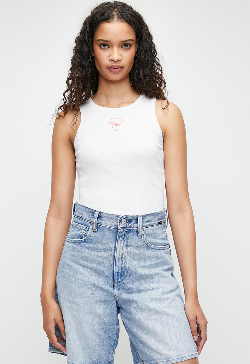 G-STAR - Racerback ribbed slim tank top wmn - lt chalk