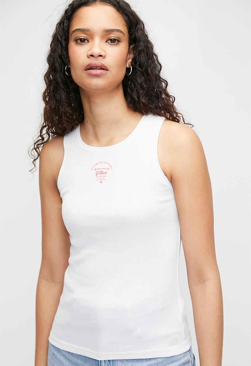 G-STAR - Racerback ribbed slim tank top wmn - lt chalk