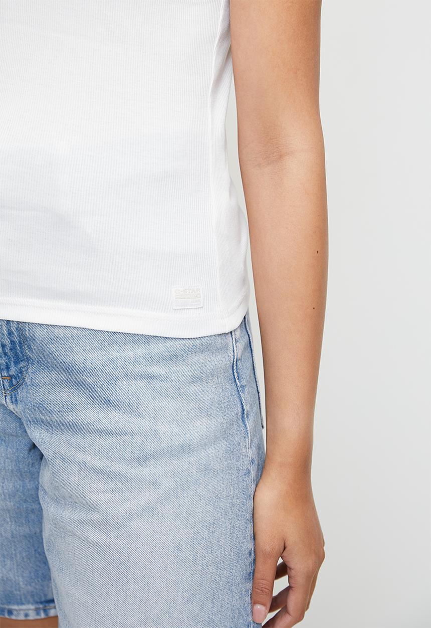 G-STAR - Racerback ribbed slim tank top wmn - lt chalk