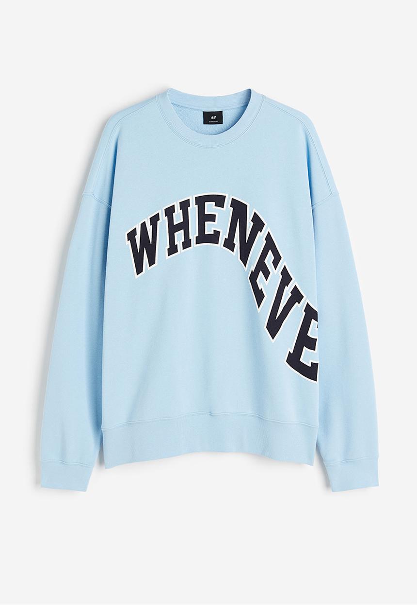 H&M - Relaxed fit printed sweatshirt - light blue/whenever 