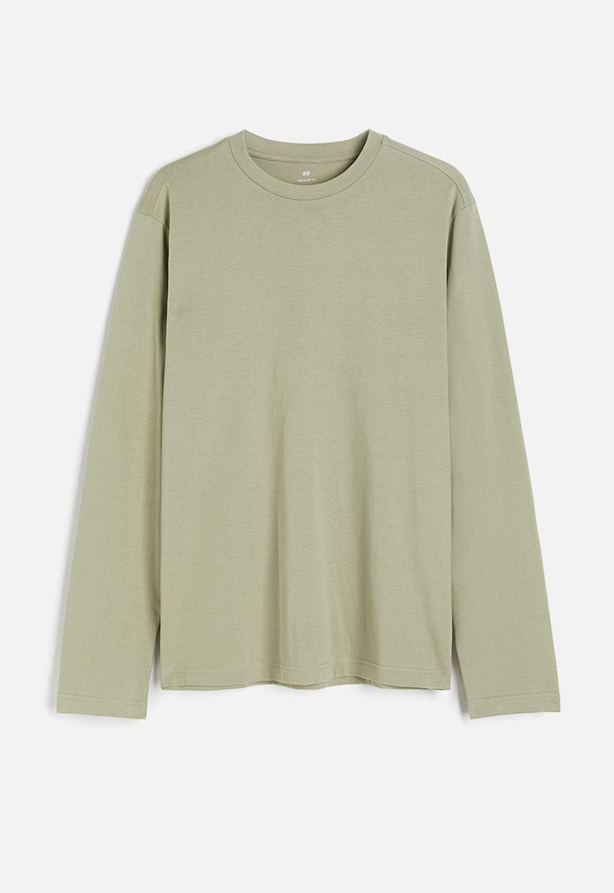 H&M - Regular fit jersey top - sage green