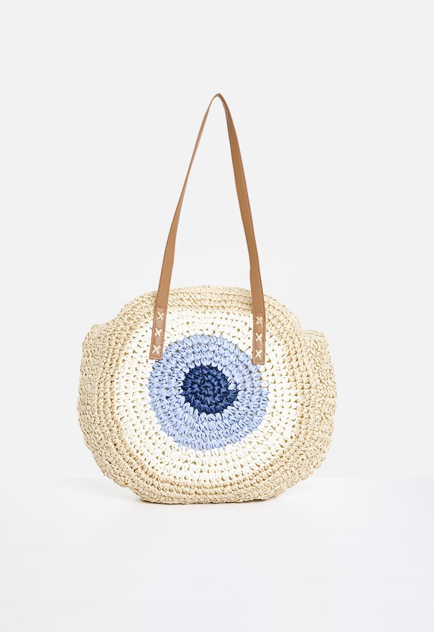 Pop Candy - Straw bag - beige & blue