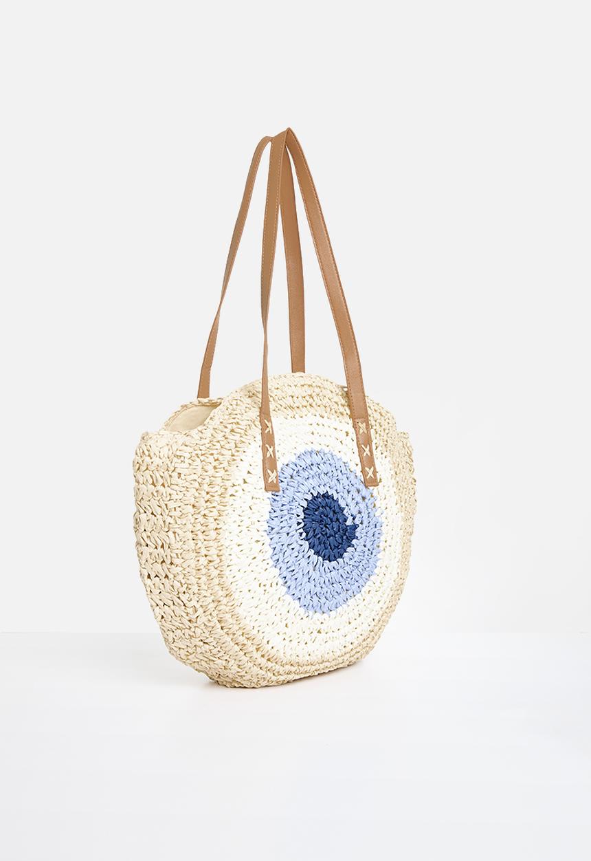 Pop Candy - Straw bag - beige & blue