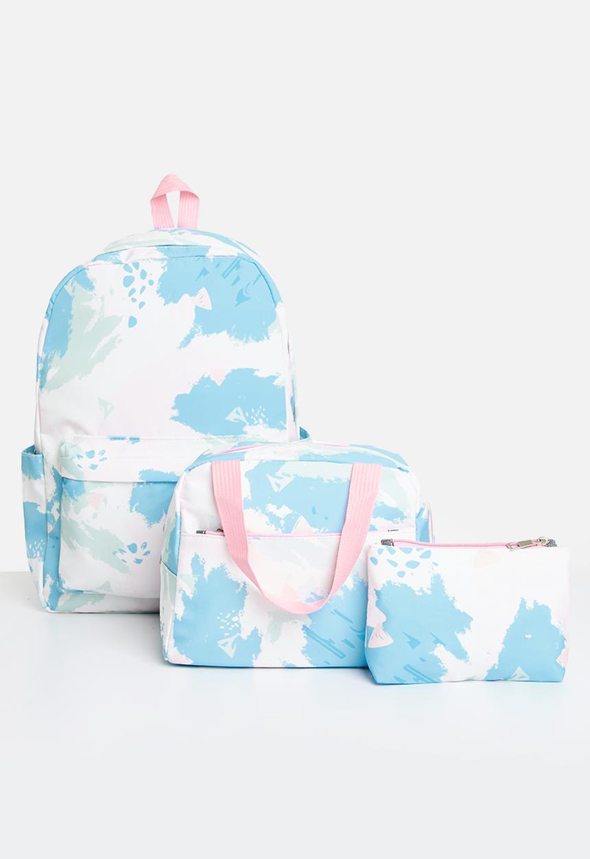 Pop Candy - 3 Piece abtract print bag set - blue