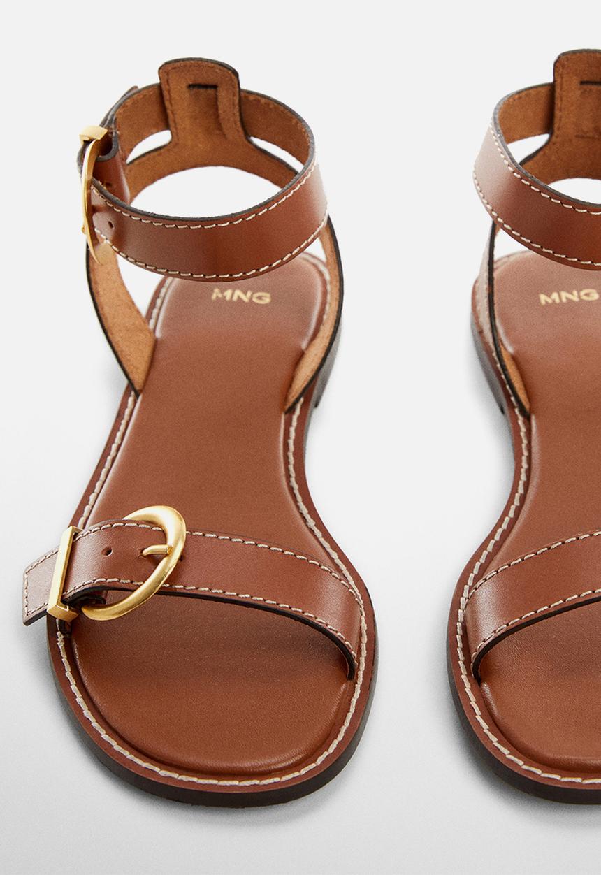 MANGO - Isla ankle strap sandal - medium brown
