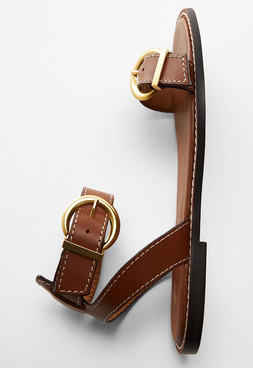 MANGO - Isla ankle strap sandal - medium brown