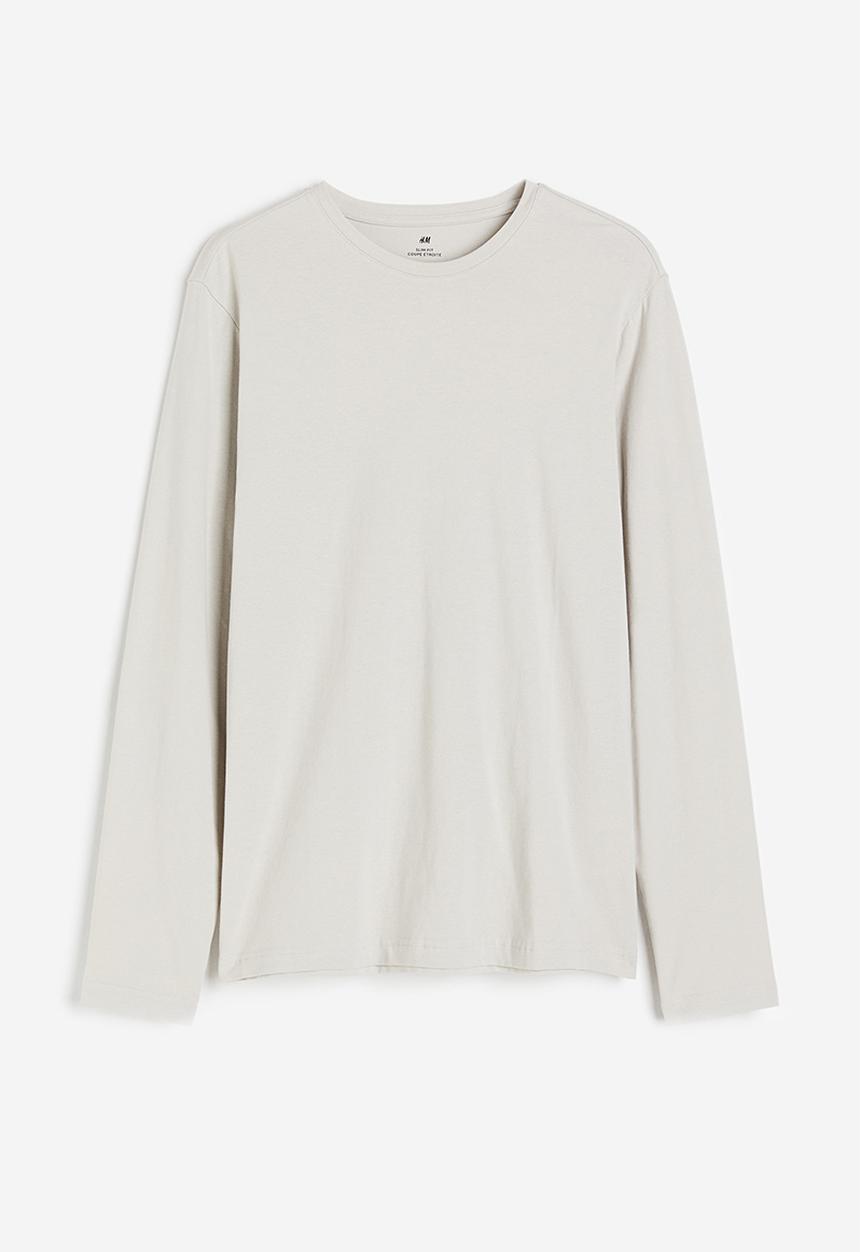 H&M - Slim fit jersey top - light greige