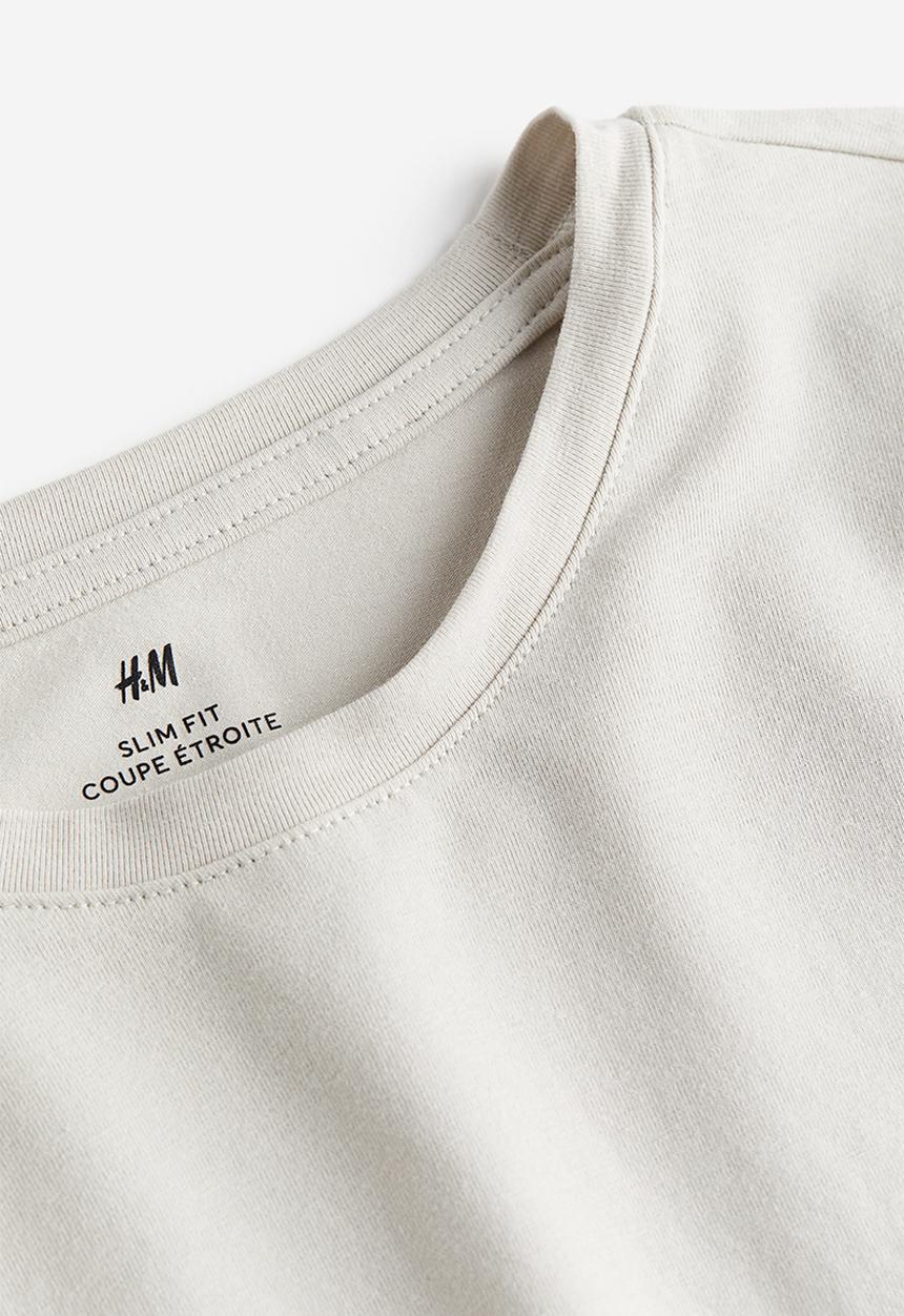 H&M - Slim fit jersey top - light greige