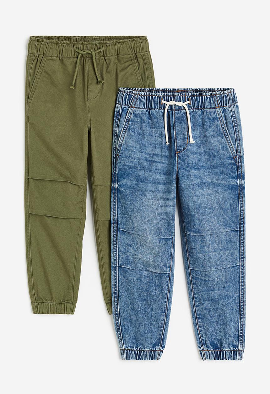 H&M - 2-pack cotton joggers - blue & green