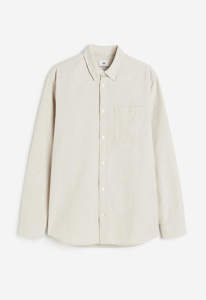H&M - Regular fit oxford shirt - light greige