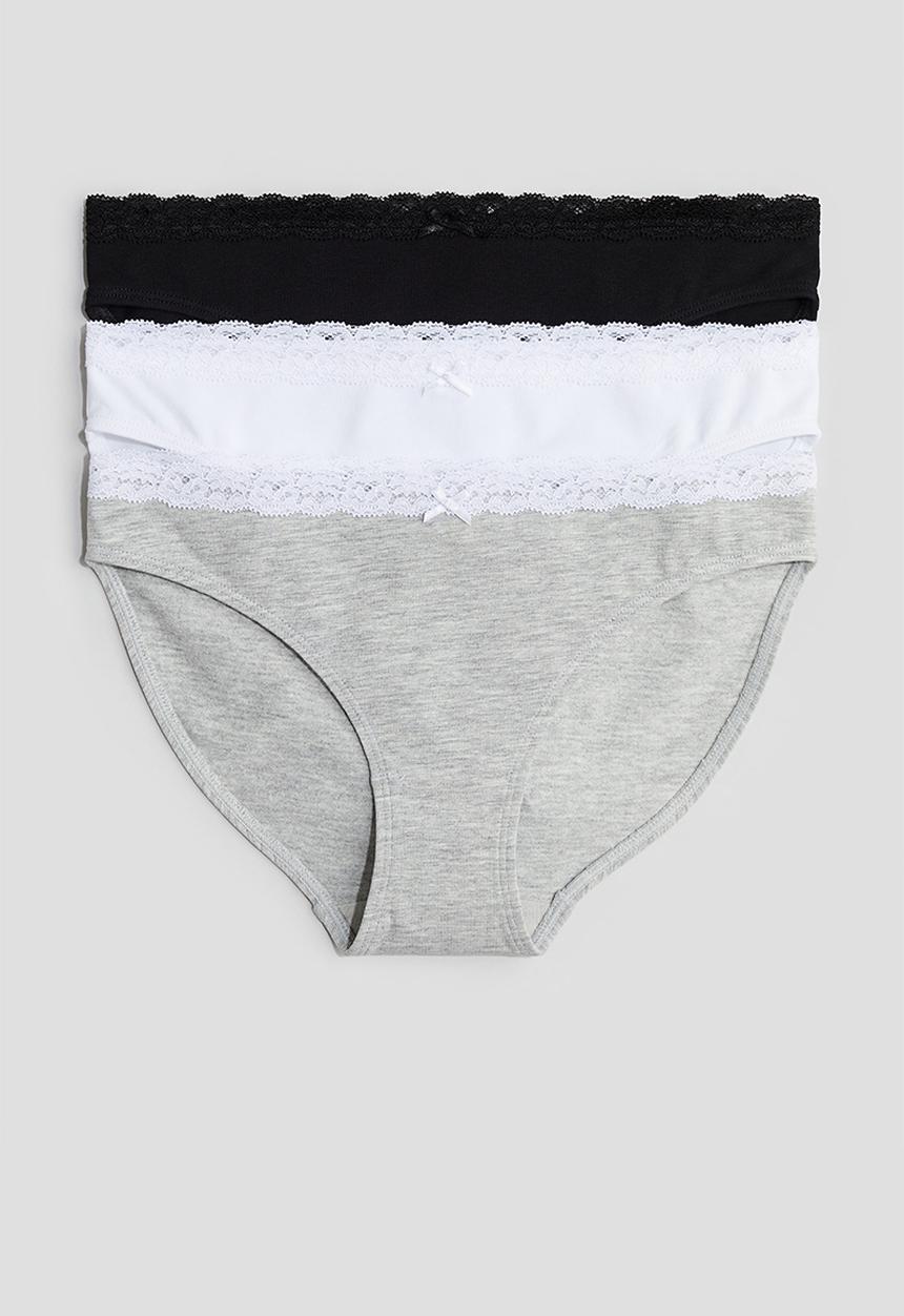 H&M - 3-pack cotton briefs - white,black,grey