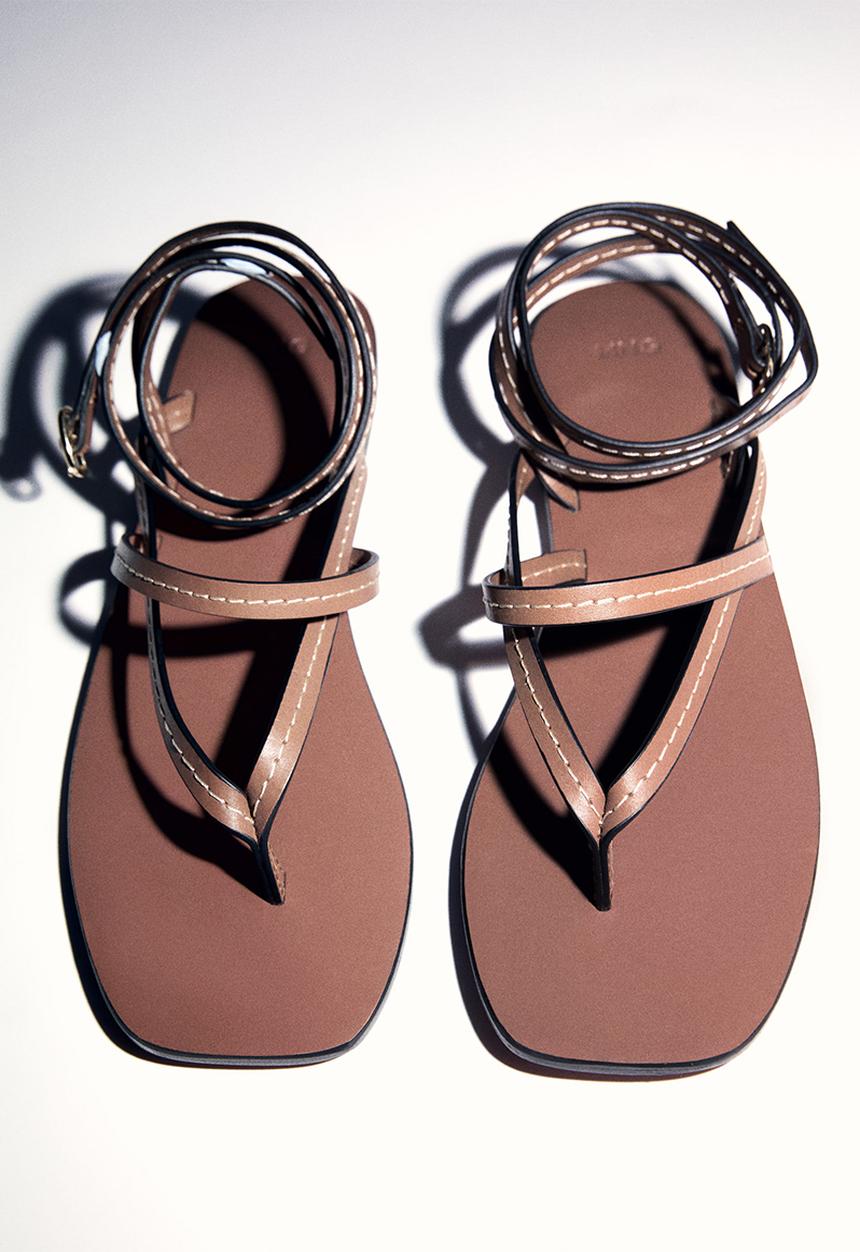 MANGO - Tiza ankle strap - medium brown