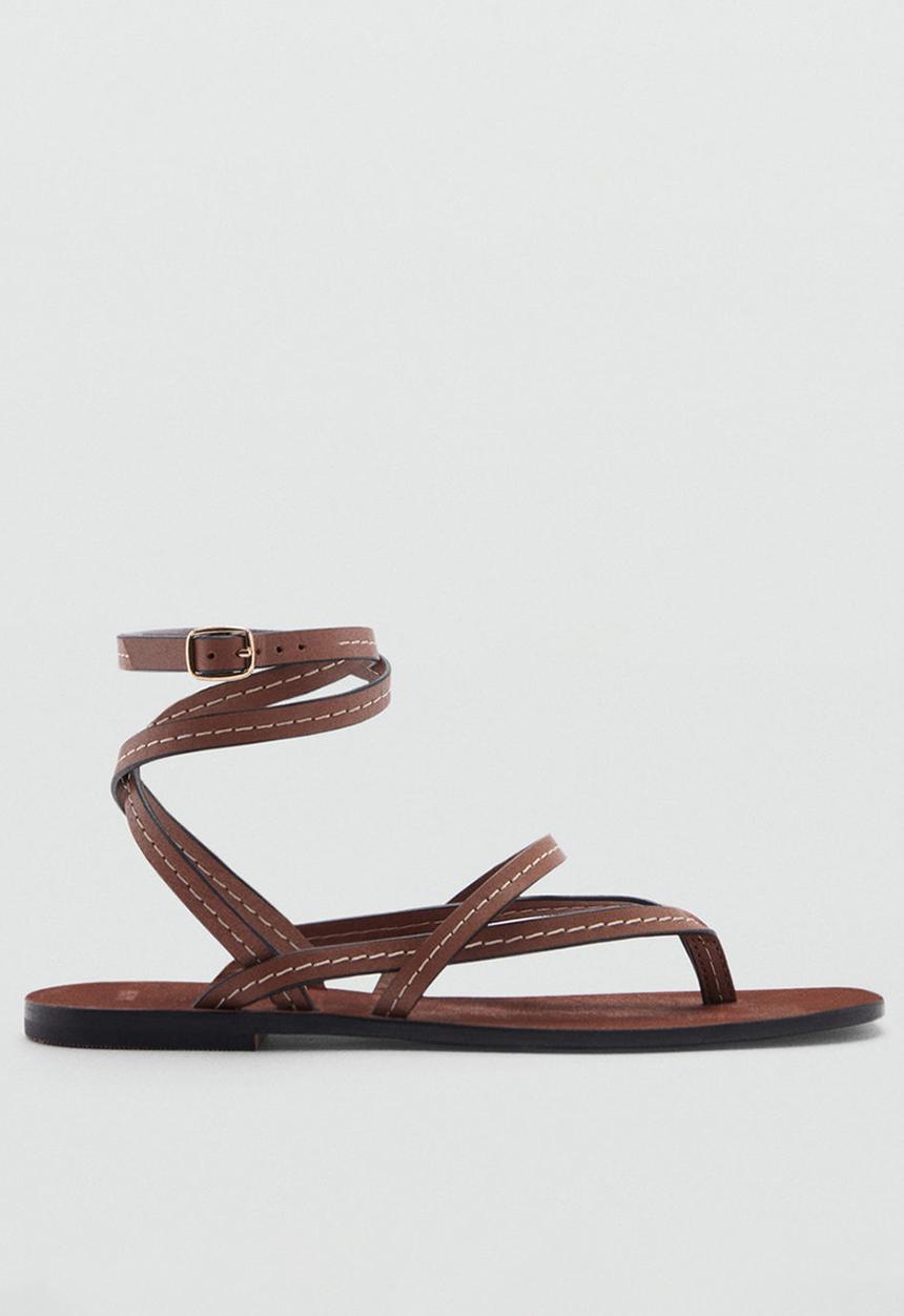 MANGO - Tiza ankle strap - medium brown