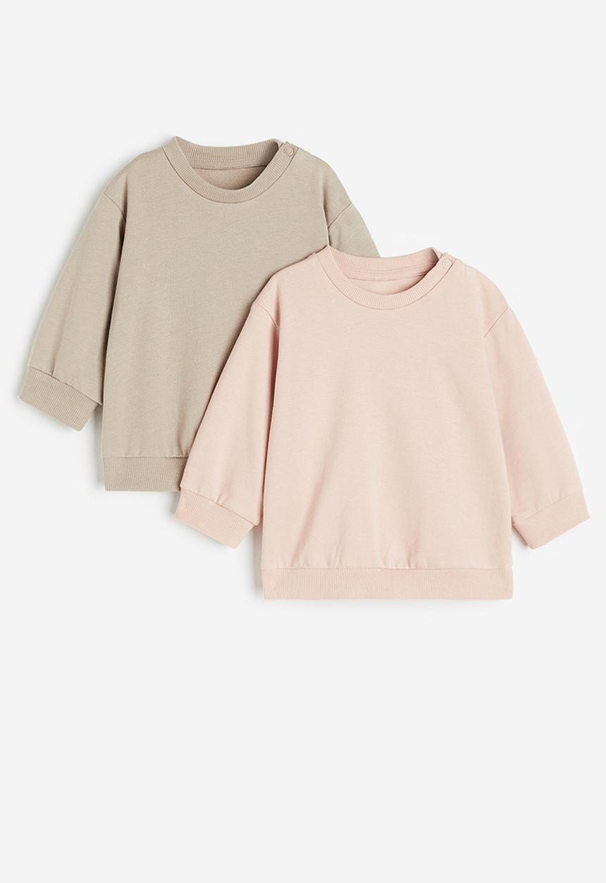 H&M - 2-Pack cotton sweatshirts - beige dusty pink