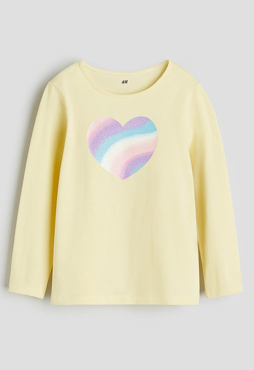 H&M - Printed jersey top - yellow