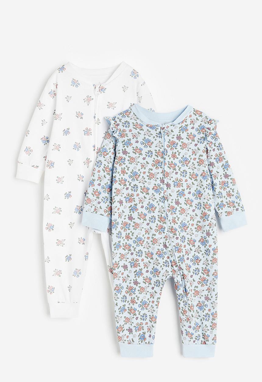 H&M - 2-pack patterned cotton pyjamas - blue, white & multi