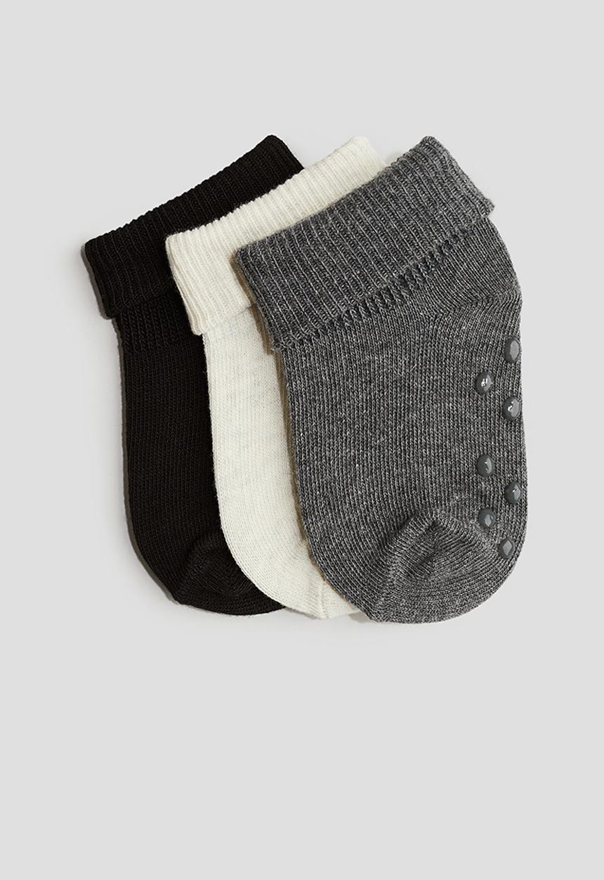 H&M - 3-Pack anti-slip-socks - dark grey marl black