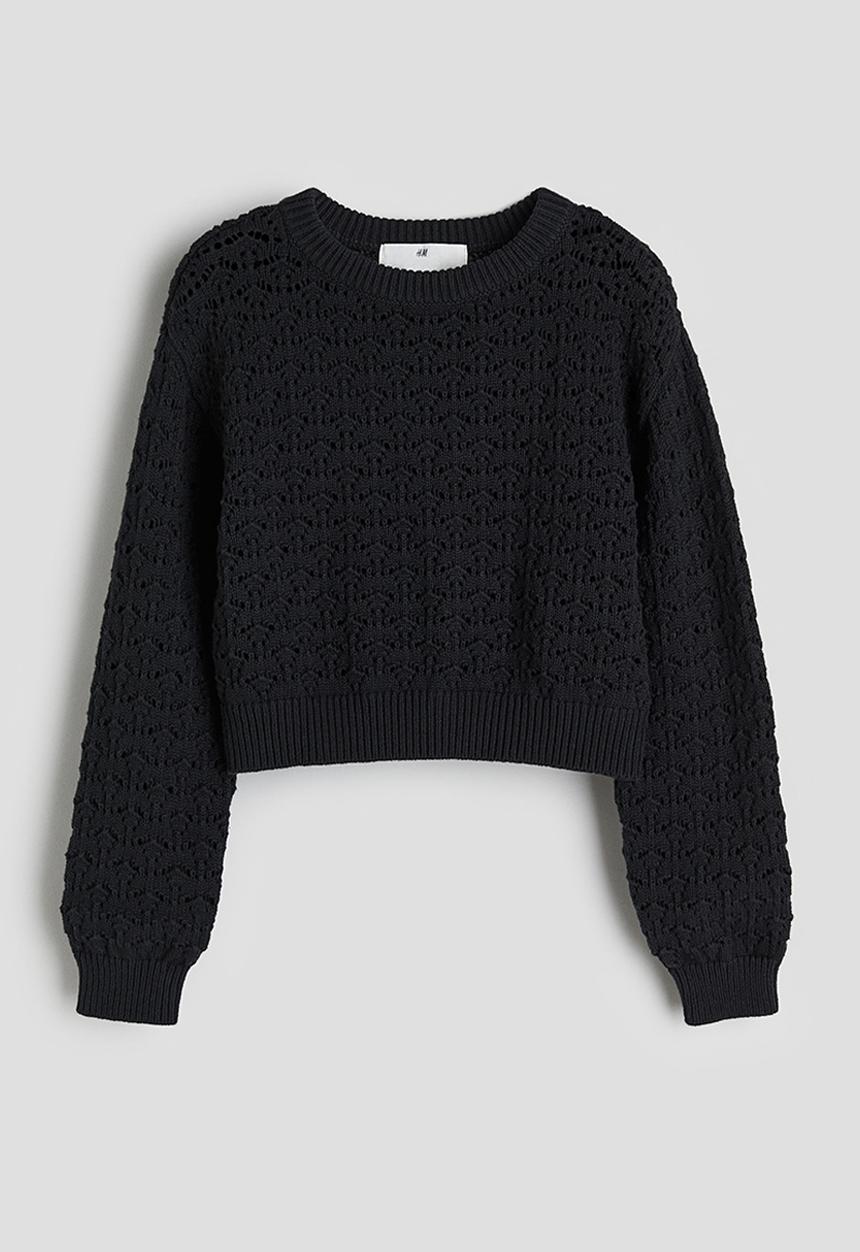 H&M - Pointelle-knit jumper - black