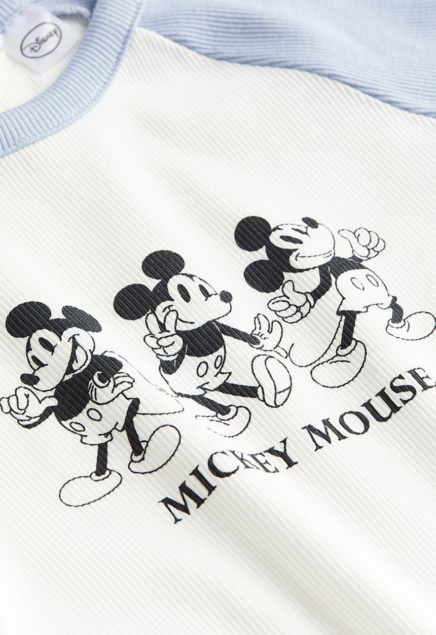 H&M - Ribbed T-shirt - white mickey mouse