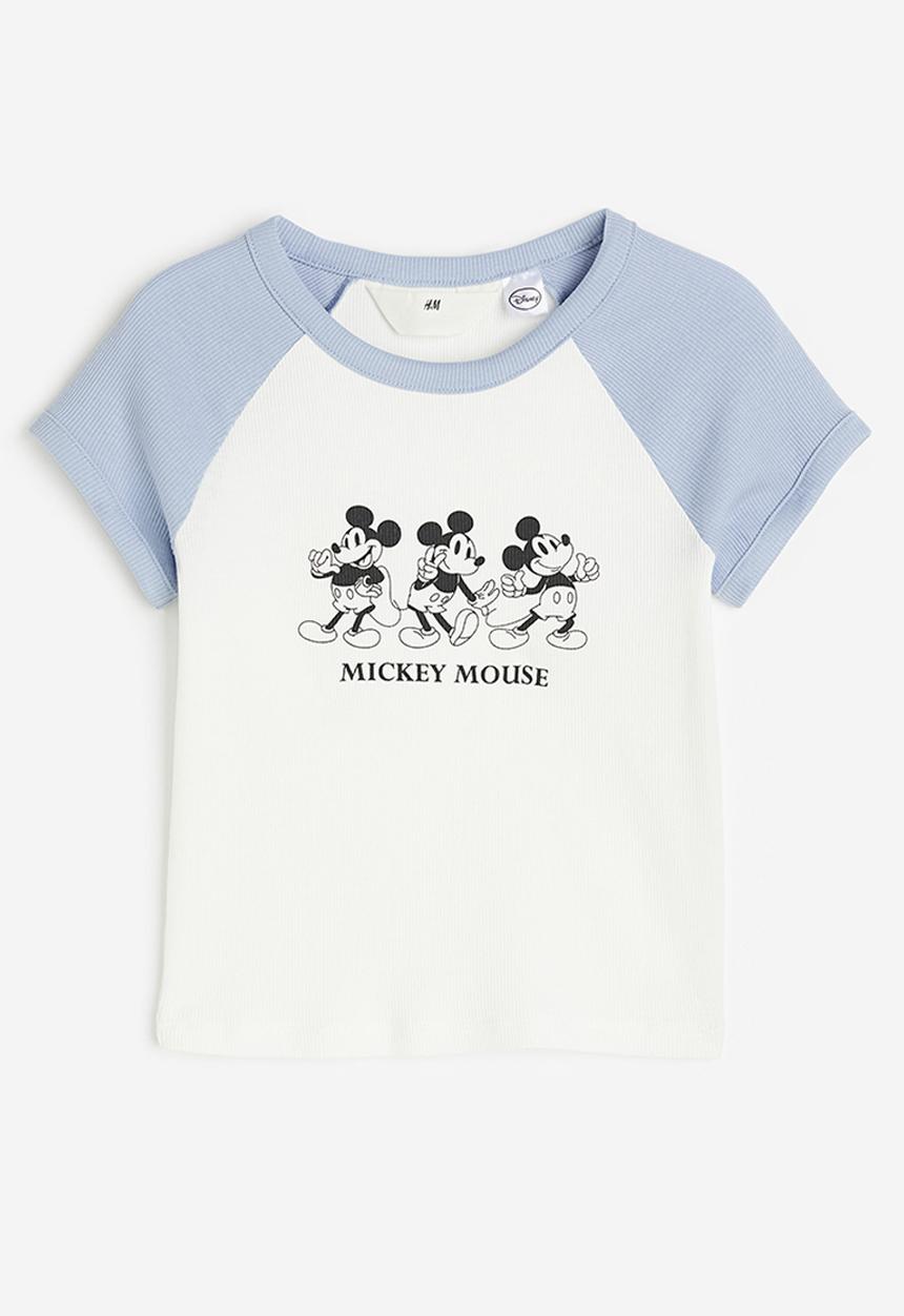 H&M - Ribbed T-shirt - white mickey mouse