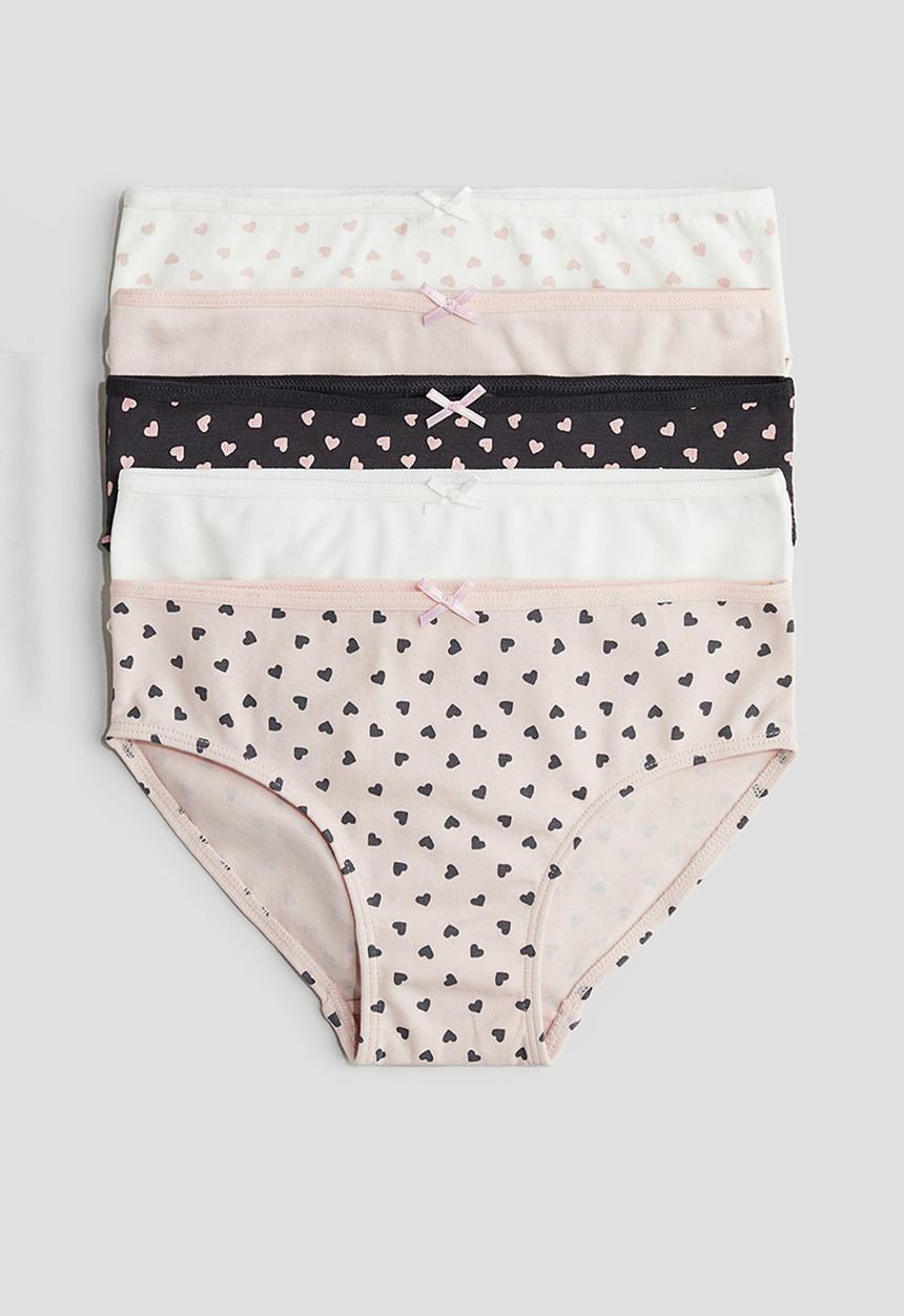H&M - 5-Pack cotton briefs - light pink hearts