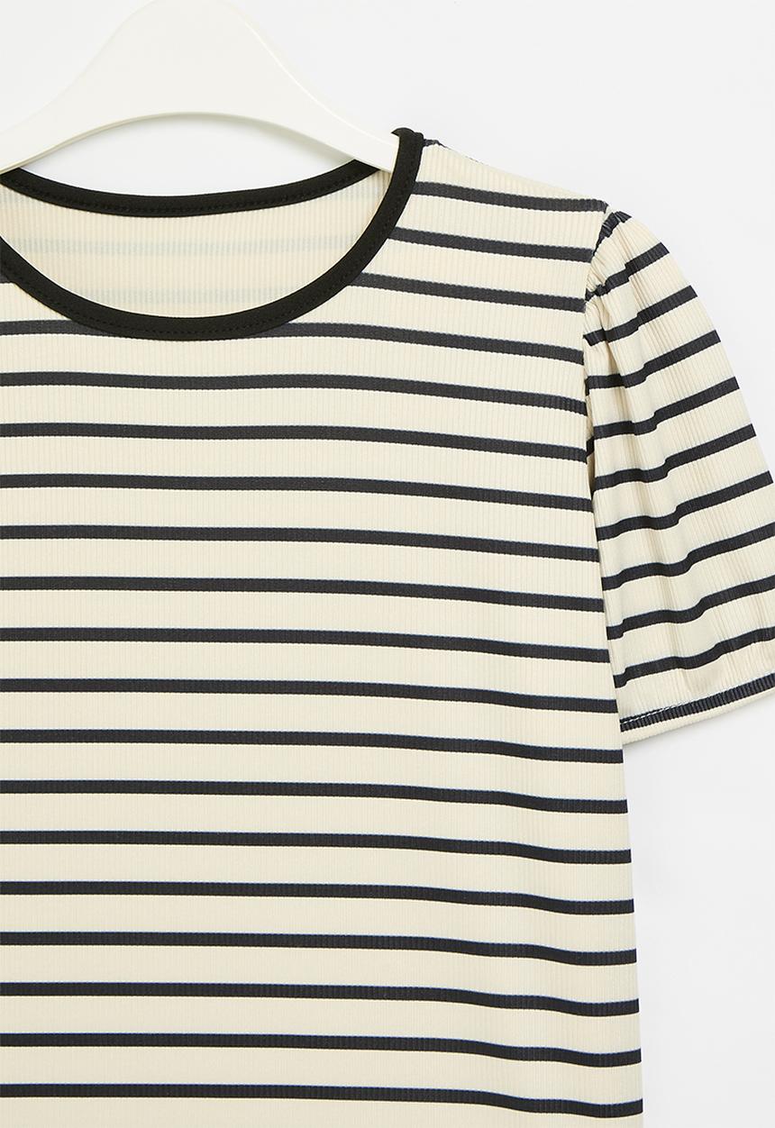 Pop Candy - Striped top - ecru & black