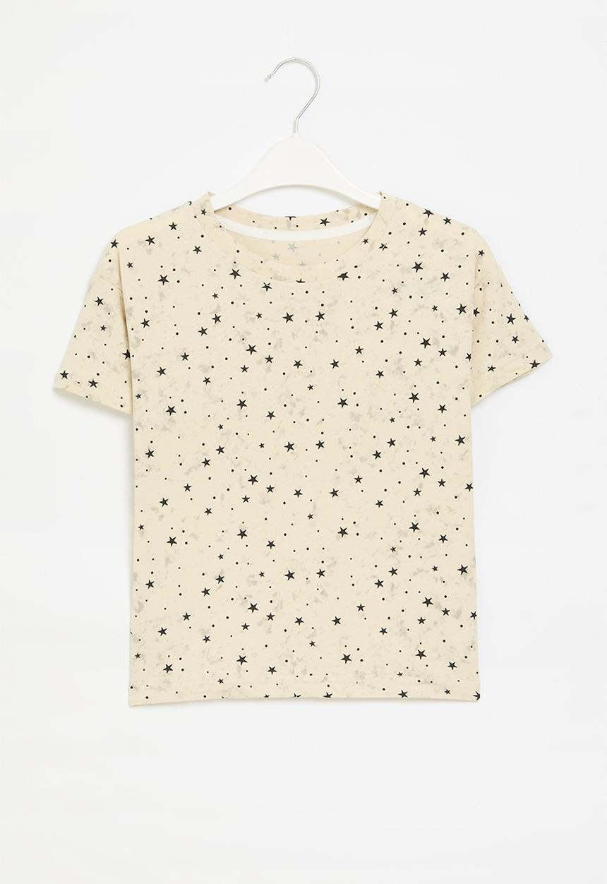 Pop Candy - Star all-over-print tee - beige