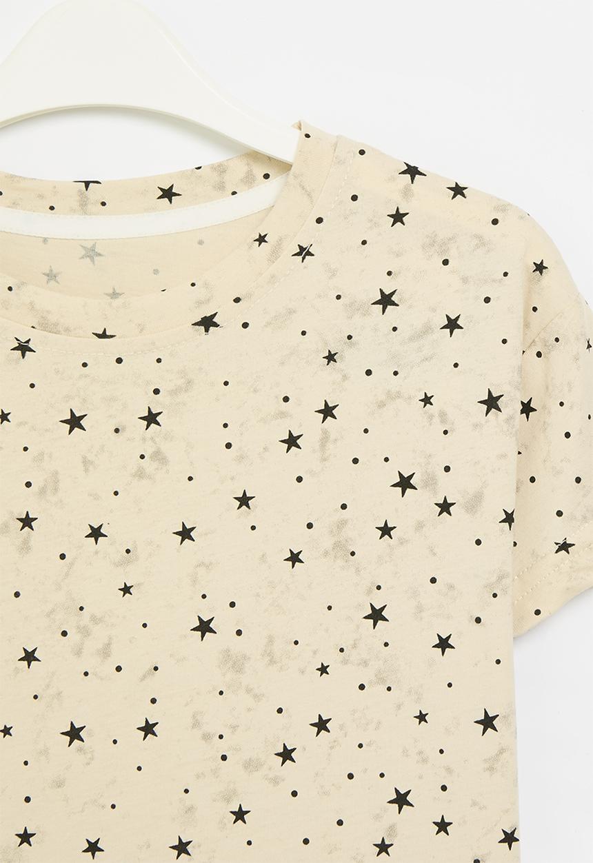 Pop Candy - Star all-over-print tee - beige