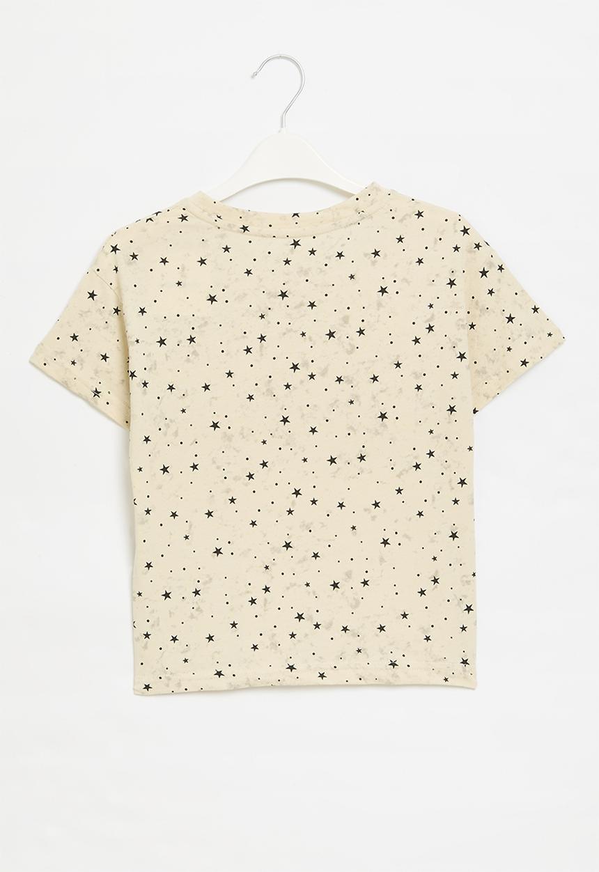 Pop Candy - Star all-over-print tee - beige
