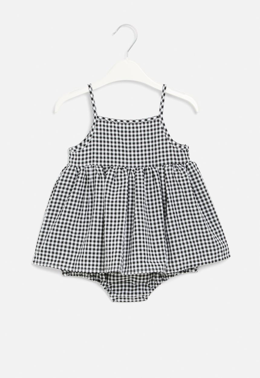 Pop Candy - Gingham romper dress - black & white