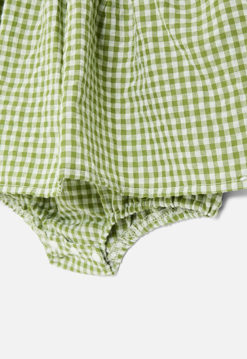 Pop Candy - Gingham romper  dress - green & white
