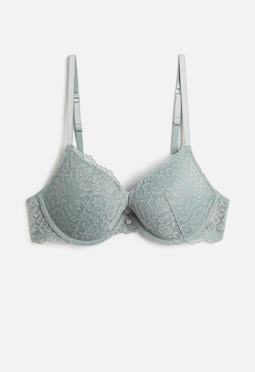 H&M - Lace push-up bra - light turquoise