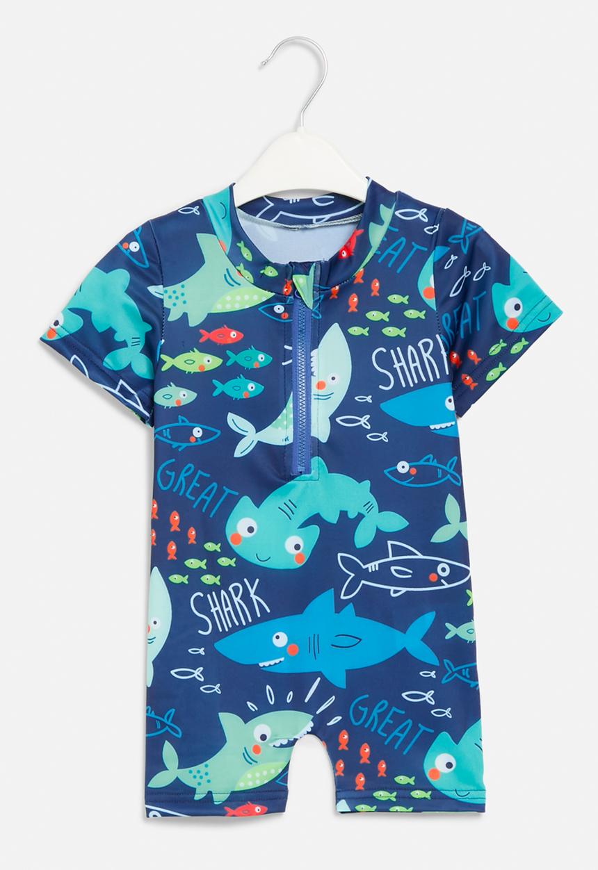 Pop Candy - Shark print swimsuit - blue