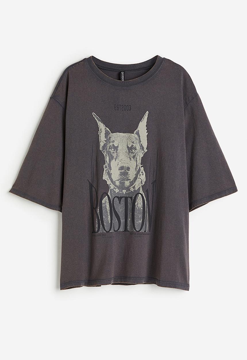 H&M - Oversized t-shirt - dark grey & boston