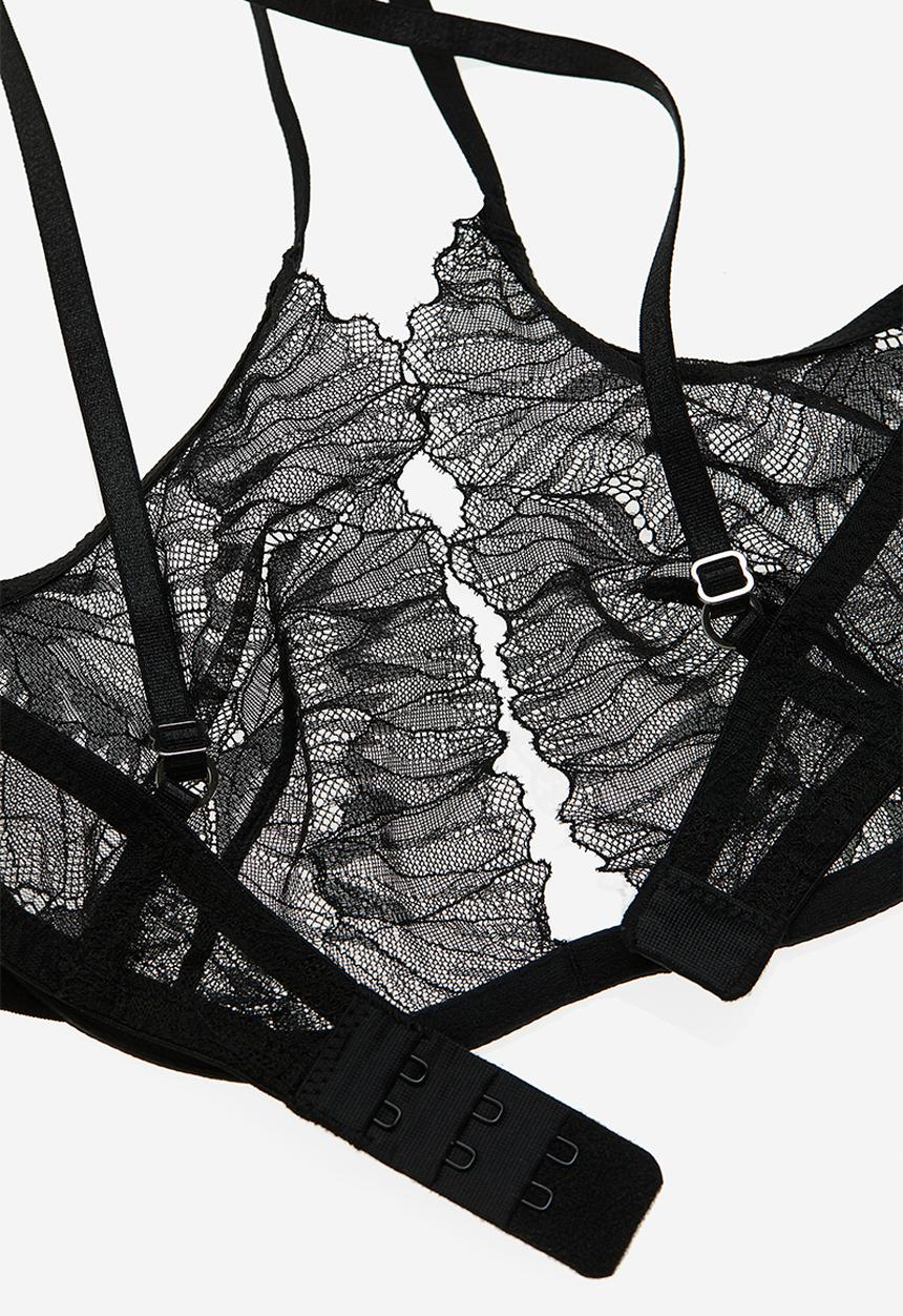 H&M - Non-padded underwired lace bra - black
