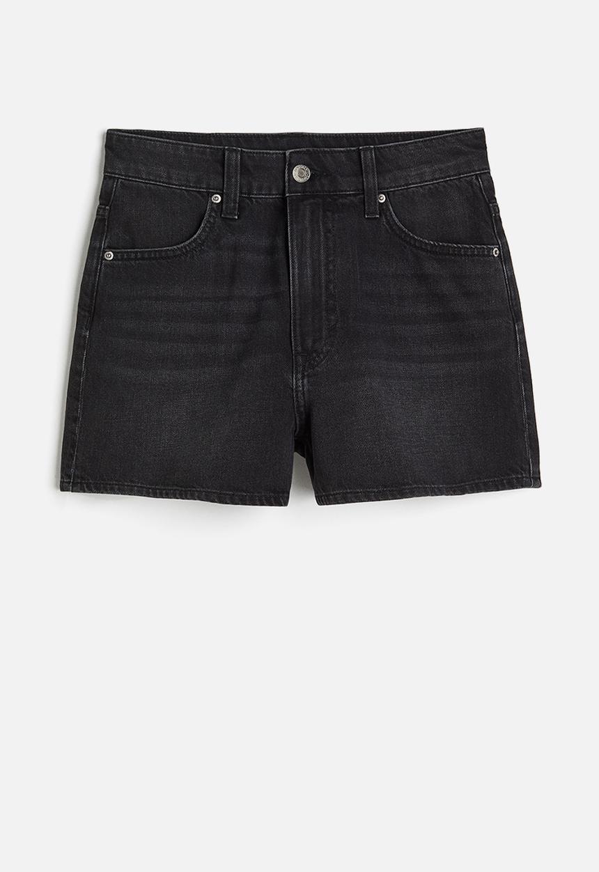 H&M - High denim shorts - black
