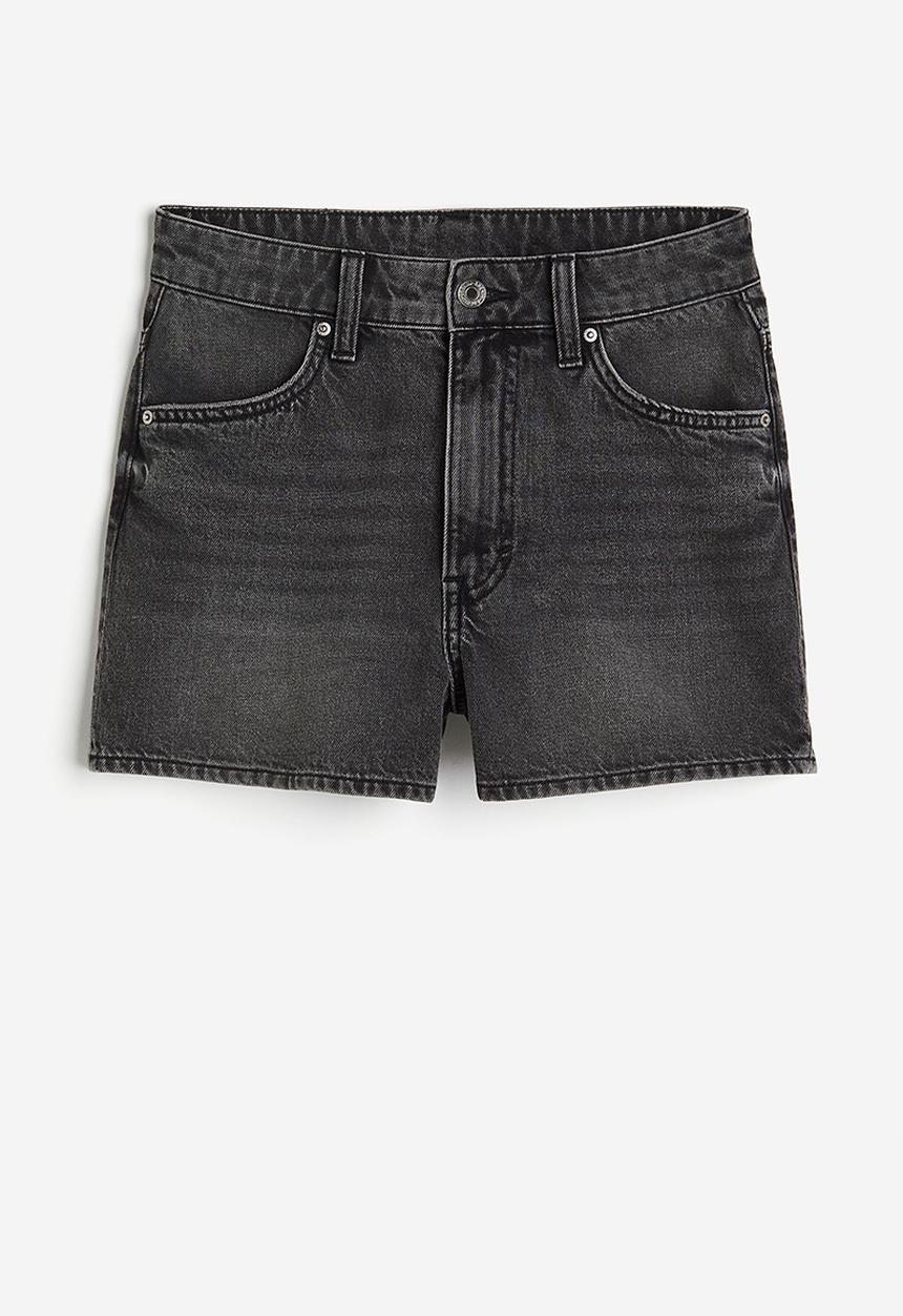 H&M - High denim shorts - black