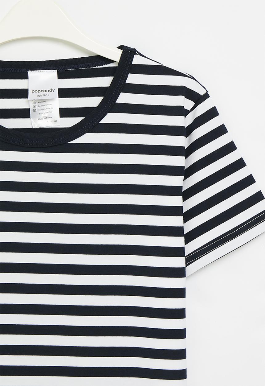 Pop Candy - Printed tee - navy & white