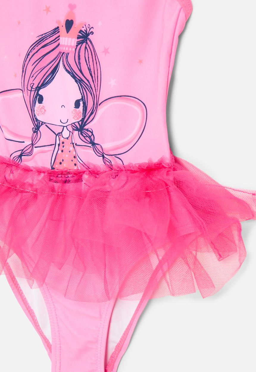 Pop Candy - Tulle decor one piece swim suit-pink