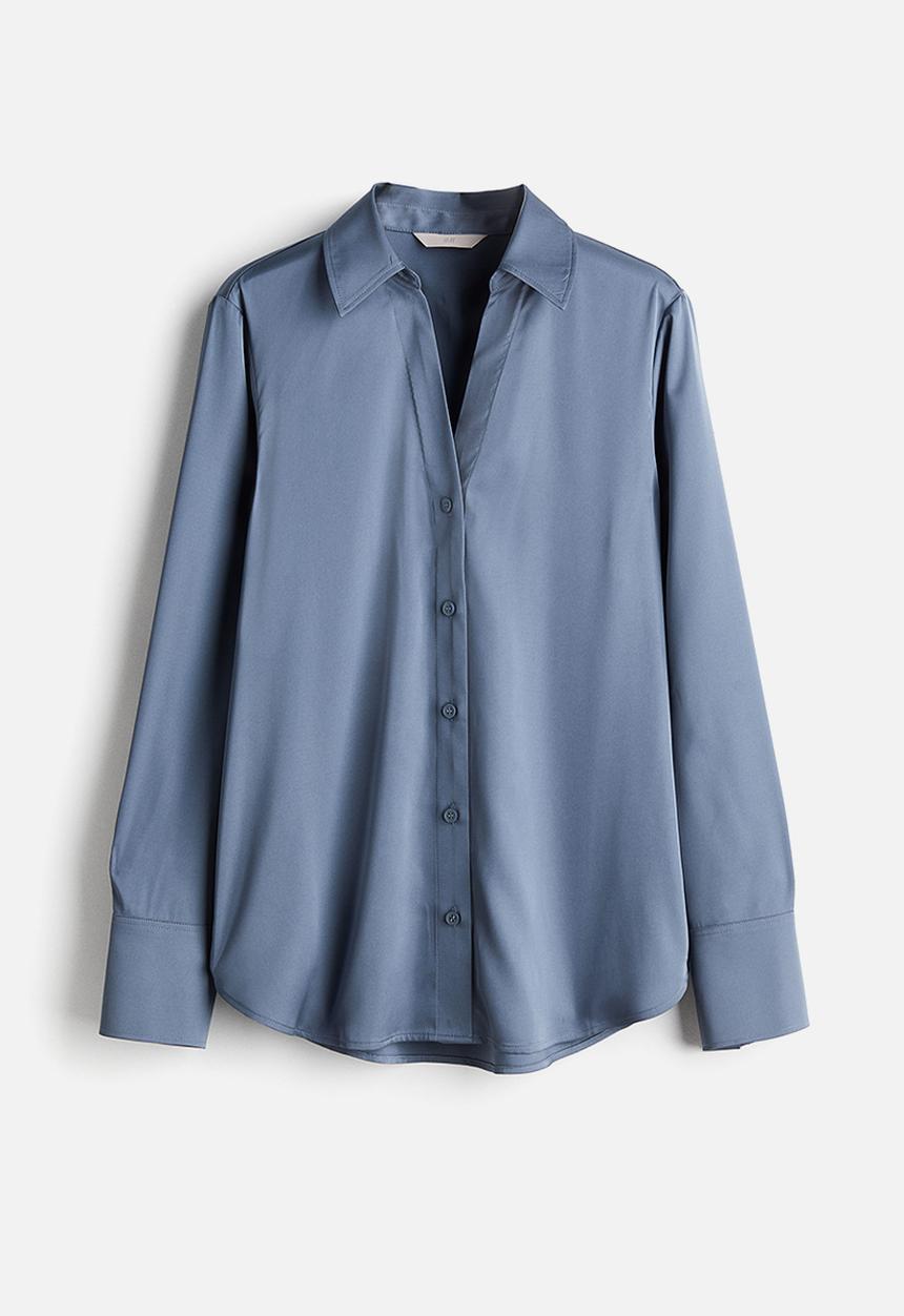 H&M - V-neck blouse - pigeon blue
