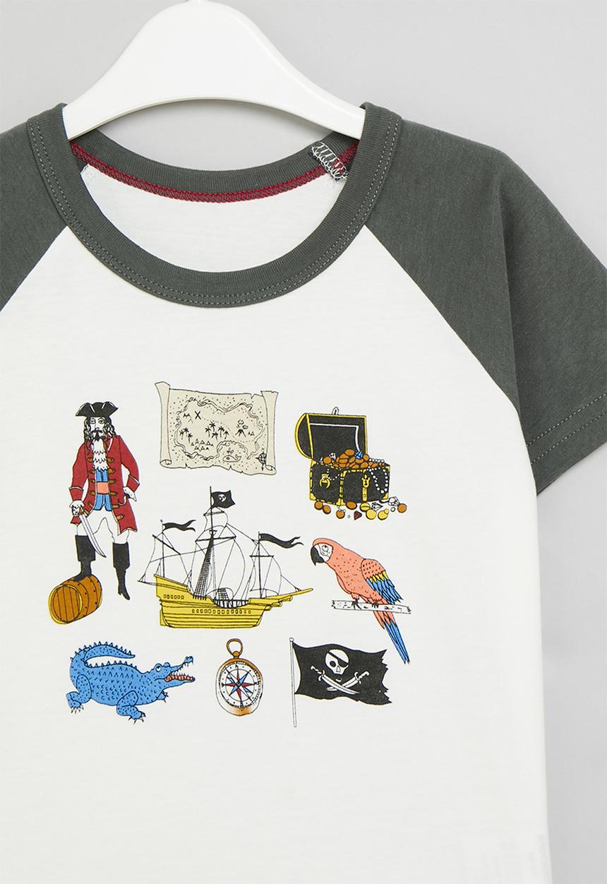 Pop Candy - Reglan printed tee - olive green & white