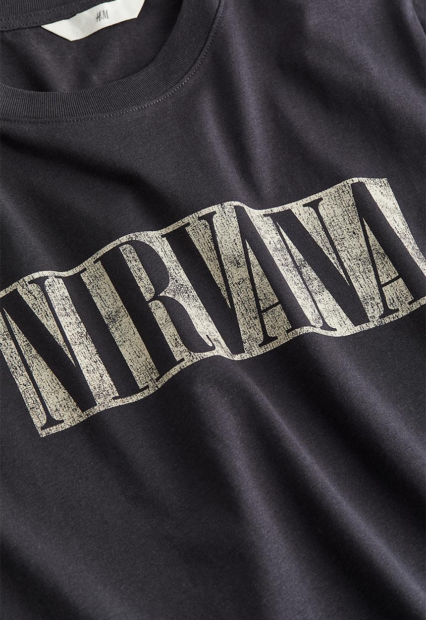 H&M - T-shirt with a motif - dark grey & nirvana