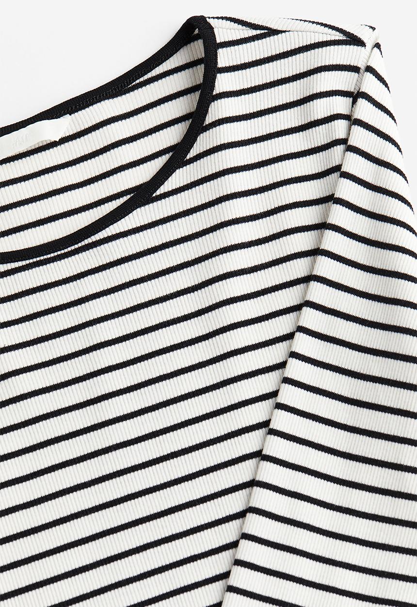 H&M - Ribbed jersey top - white & black striped