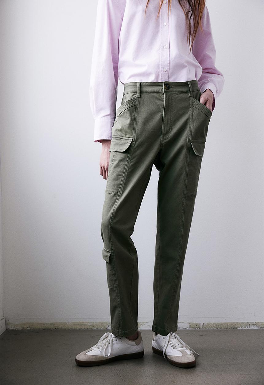 H&M - Twill cargo trousers - khaki green